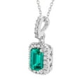 thumbnail image 2 of Emerald Cut Lab Created Gemstone & Diamond Halo Pendant Necklace in 14K Gold, 2 of 4