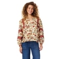 thumbnail image 1 of BILA Women's Printed Pintuck Long Sleeve Cotton Top, 1 of 9