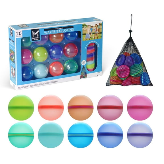 Member's Mark Self-Sealing Reusable Water Balloons with Mesh Storage Bag, 20 pc.