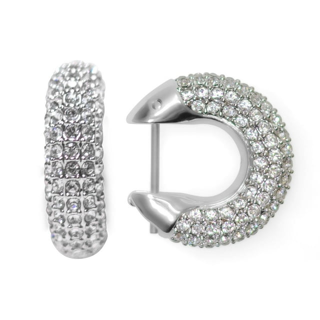 Swarovski Round Cut White Crystal Dextera Hoop Earrings
