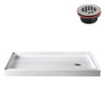 thumbnail image 4 of Streamline 60 in. x 36 in. Alcove Acrylic Shower Base With Left, Center or Right Drain / Glossy Black or White, 4 of 8