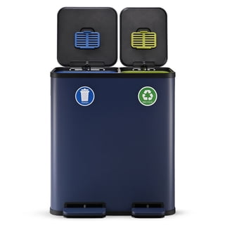 Simpli-Magic 18.5 Gallon (40L x 30L) Dual Compartment Step Trash Can – Kitchen Garbage Can with Waste & Recycling Bins – Slow-Close Lid, Odor Control, Hands-Free
