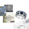 thumbnail image 7 of Round Cut Blue Sapphire and 0.45 CT. T.W. Diamond Band in 14K Gold, 7 of 8