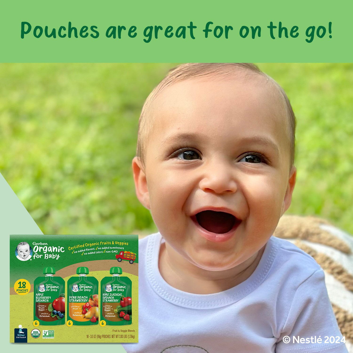 Gerber Organic 2nd Foods Pouch Variety Pack, 18 ct