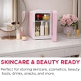 thumbnail image 6 of Frigidaire Skincare Cooler with Lighted Mirror Make-Up Door, Pink, 6 of 12