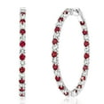 thumbnail image 2 of Lab Created Gemstone Huggie Hoop Earrings in Sterling Silver, 2 of 6