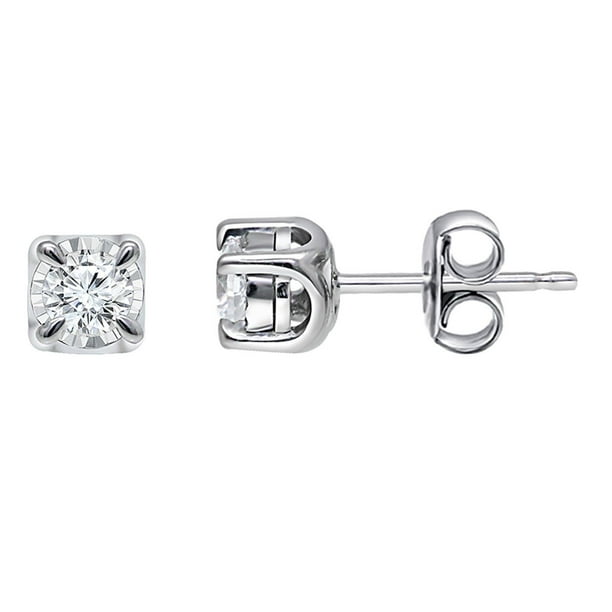 Round Cut Diamond Stud Earrings in 14K Gold