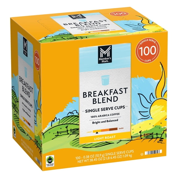 Member's Mark Light Roast Coffee Pods, Breakfast Blend, 100 ct.