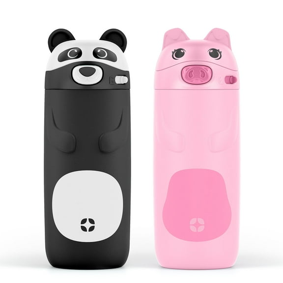 Ello Ellies 2-Pack 12oz Kids Stainless Steel Vacuum Insulated Water Bottle with Straw & Leak-Proof Lid