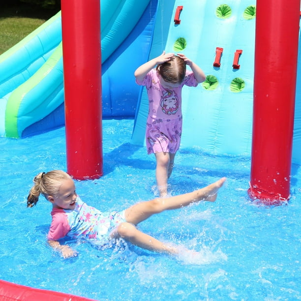 Happy Hop Inflatable Waterfall Aqua Park with Pool and Slides and