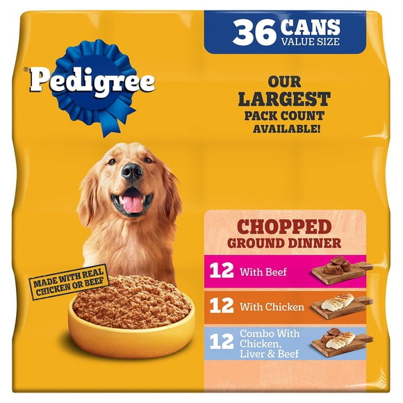 Pedigree Chopped Ground Dinner, Variety Pack, 13.2 oz., 36 ct.
