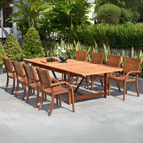 Amazonia Logan Outdoor Dining Set Teak Finish, Choose Size