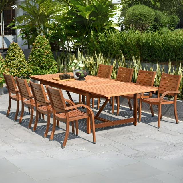 Amazonia Logan Outdoor Dining Set Teak Finish, Choose Size