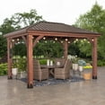 thumbnail interactive-video image 1 of Backyard Discovery 14' x 10' Cordova Gazebo with Electric (Dark Brown), 1 of 10