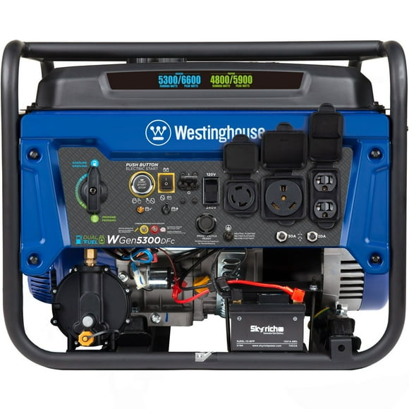 6600/5300-Watt Westinghouse Dual Fuel Portable Generator with Remote Electric Start + Propane Hose