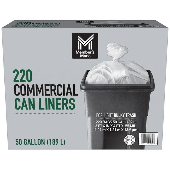 Member's Mark 50-Gallon Commercial Can Liners, 220 ct.