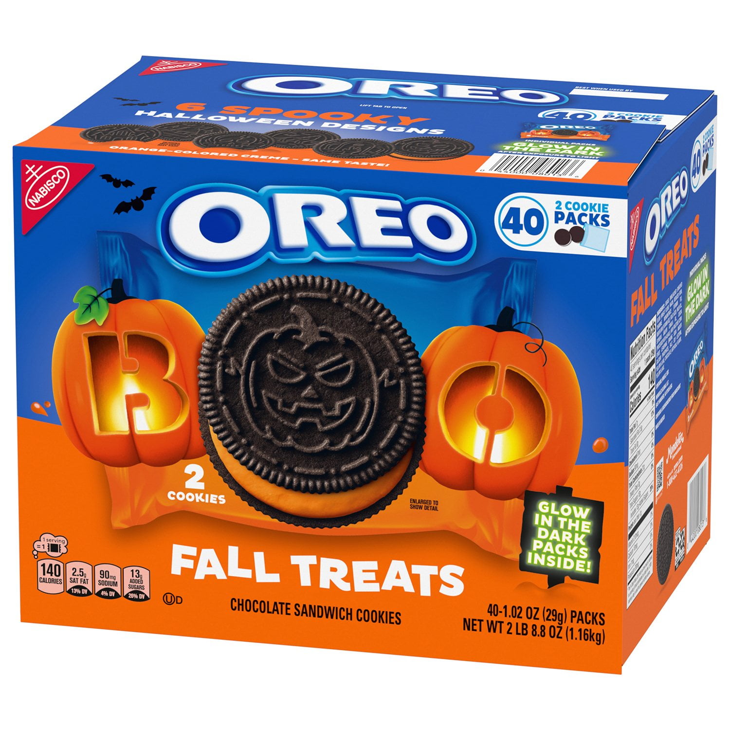 OREO Fall Treats Orange Creme Sandwich Cookies, 1.02 oz., 40