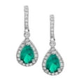 thumbnail image 2 of Pear Cut Gemstone & Halo Diamond Tear Drop Dangle Earrings in 14K Gold, 2 of 4
