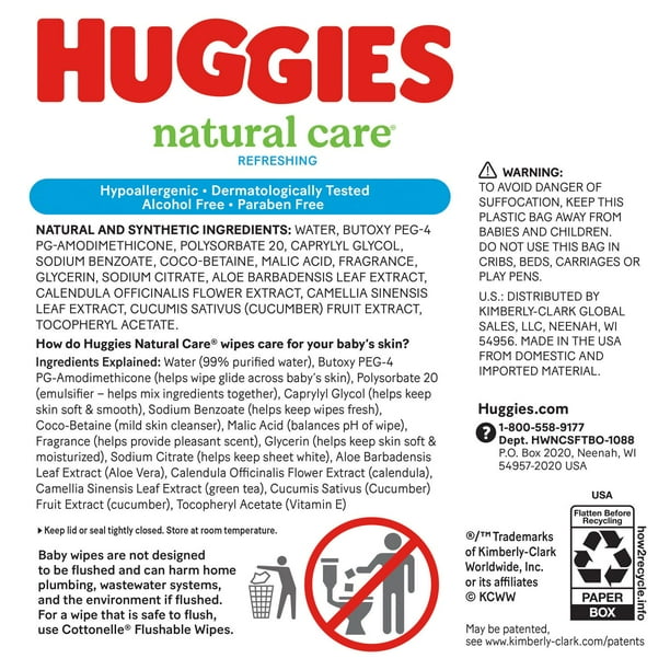 Huggies Natural Care Baby Wipes, Cucumber and Green Tea, 17 pk