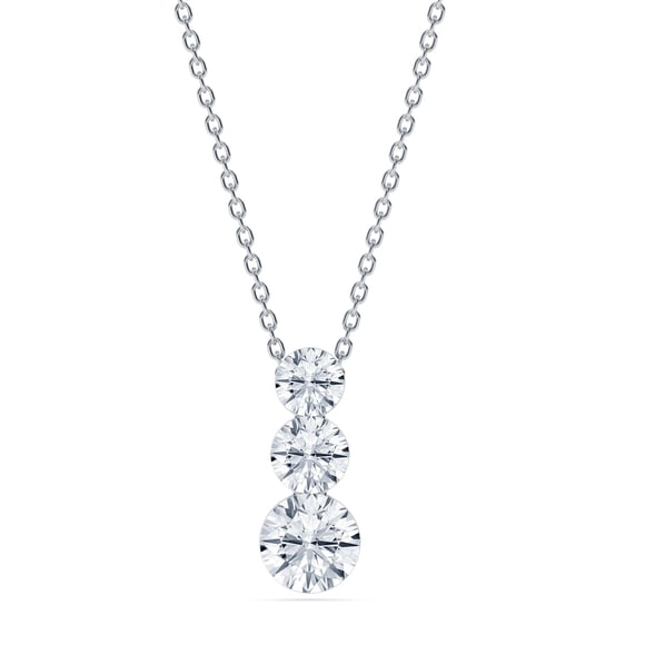 Lab Created Round Diamond 1.96 CT. T.W. Three-Stone Floating Pendant in 14K Gold
