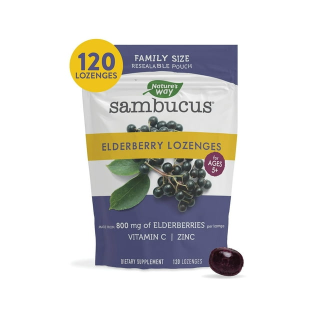 Sambucus Elderberry Throat Lozenges with Vitamin C and Zinc, 120 ct.