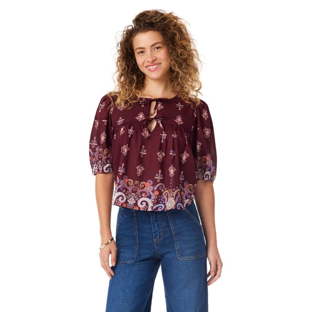BILA Women's Tie-Neck Cotton Top