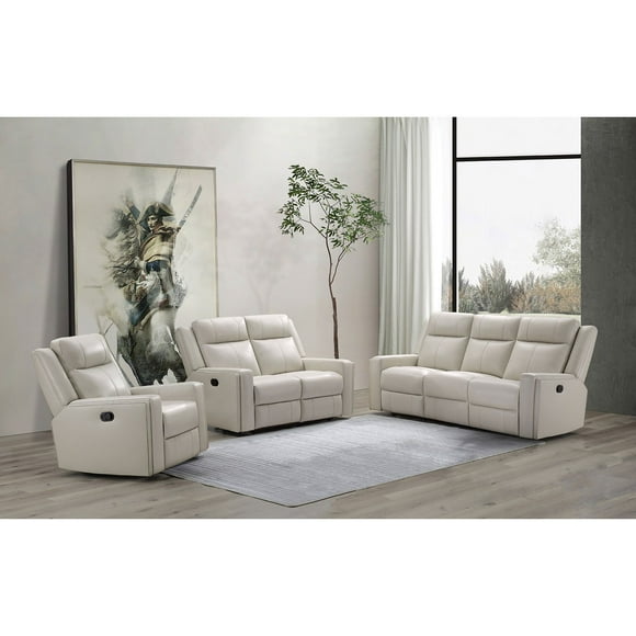 Rhodes 3-Piece Leather Manual Reclining Set, Assorted Colors