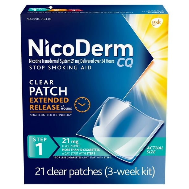 NicoDerm CQ Nicotine Patches, Step 1, 21 ct