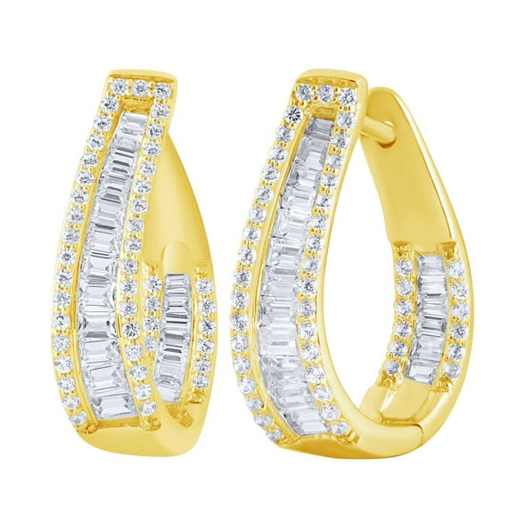 0.96CT. T.W. Inside Out Diamond Hoop Earrings in 14K Gold