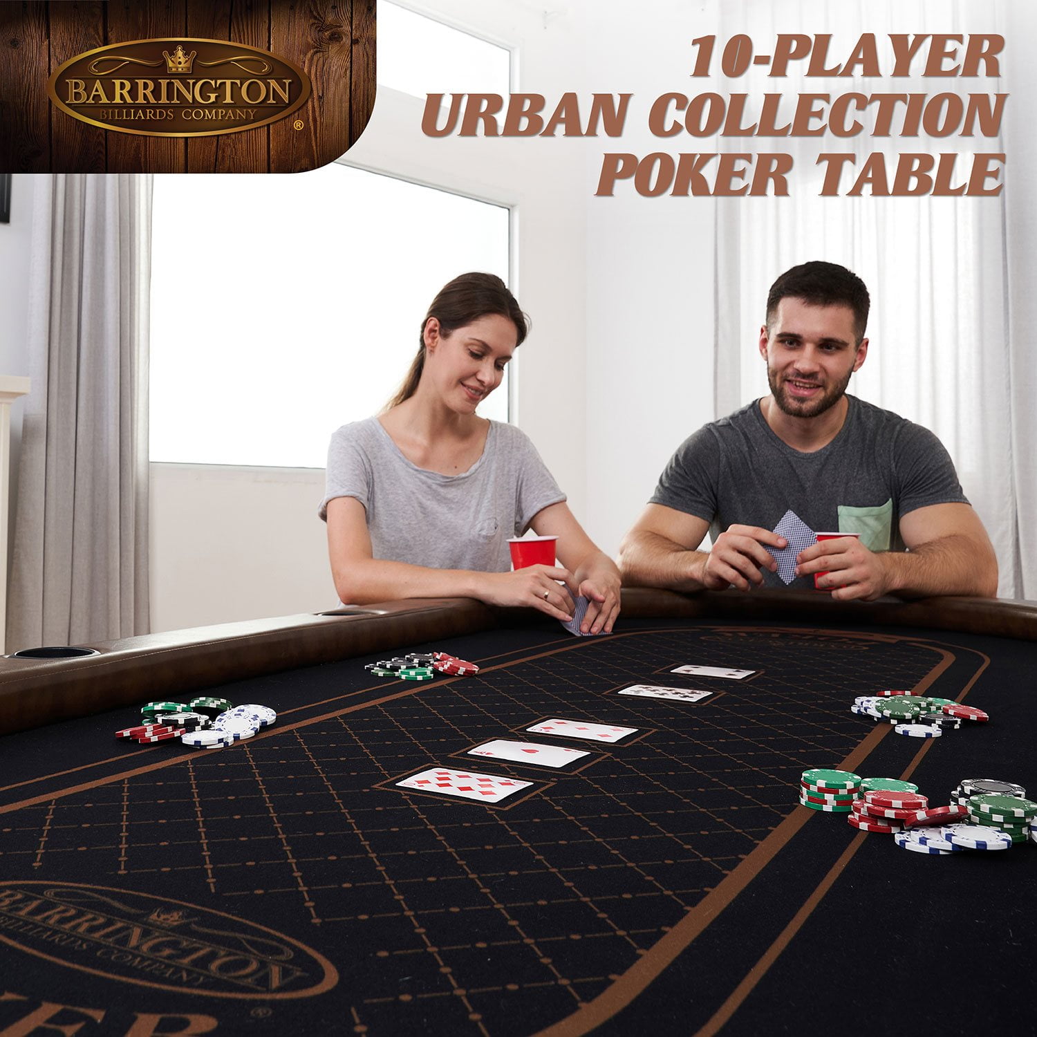 Barrington Urban 10-Player Texas Hold'em Poker Table with Dining