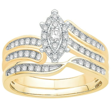 0.47 CT. T.W. Round Cut Halo Diamond Ring & Band Set in 14K Gold