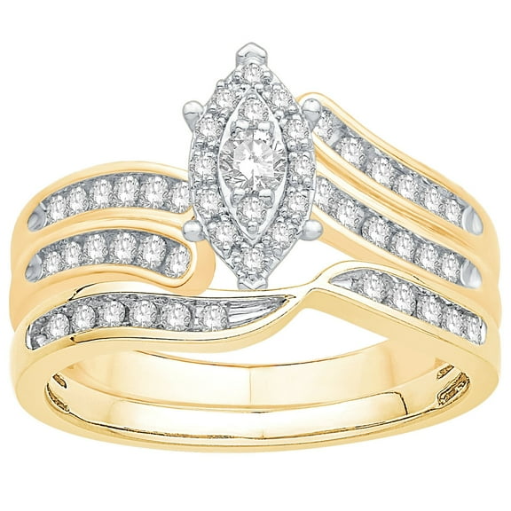 0.47 CT. T.W. Round Cut Halo Diamond Ring & Band Set in 14K Gold
