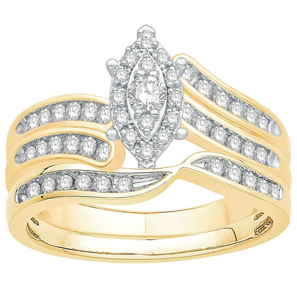0.47 CT. T.W. Round Cut Halo Diamond Ring & Band Set in 14K Gold