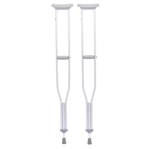 Medline Youth Aluminum  Crutches, 4’6”–5’2” Tall, 300 lb Capacity, One Pair