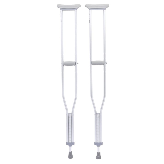 Medline Youth Aluminum Crutches, 4’6”–5’2” Tall, 300 lb Capacity, One Pair