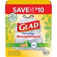 thumbnail image 1 of Glad® ForceFlex Tall Kitchen Drawstring Trash Bags, Gain Original scent with Febreze Freshness, 13 Gallon, 160 ct., 1 of 12