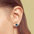 thumbnail image 4 of Round Cut Gemstone & 0.13 CT. T.W. Halo Diamond Stud Earrings in 14K Gold, 4 of 5