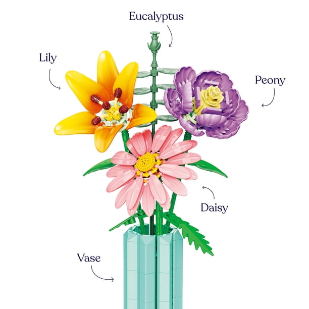 Brickcraft Bricktanicals Blush & Blooms Flower Bouquet Building