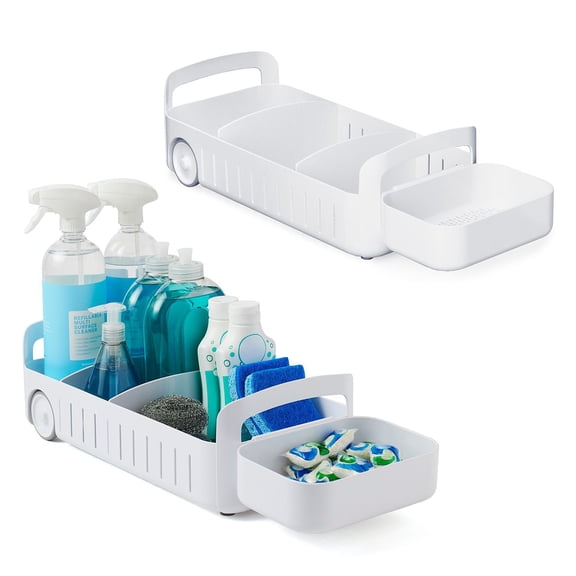 YouCopia Adjustable Rolling Under Sink Caddy, 2-Pack