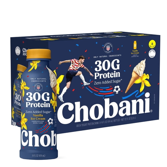 Chobani 30G Protein Greek Yogurt Drink, Vanilla Ice Cream, 14 oz., 8 ct.