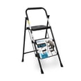 thumbnail image 1 of Simpli-Magic Black 2 or 3 Step Folding Ladder Options, ANSI Type III Certified, Lightweight Steel Step Stool with Anti-Slip Wide Steps and Padded Handrail for Kitchen, Closet, Office, Garage, 1 of 7