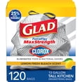 thumbnail image 1 of Glad ForceFlex MaxStrength with Clorox Tall Kitchen Drawstring Trash Bags, Lemon Fresh Scent, 13 Gallon, 120 ct., 1 of 9