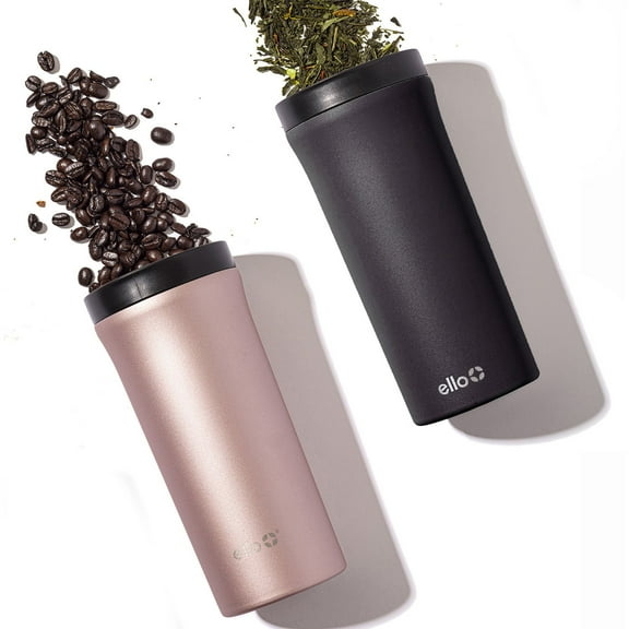 Ello Arabica 14oz Vacuum Insulated Stainless Steel Powder Coat Travel Mug, 2-Pack