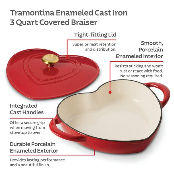 Tramontina 3-Quart Heart Shape Enameled Cast Iron Dutch Oven