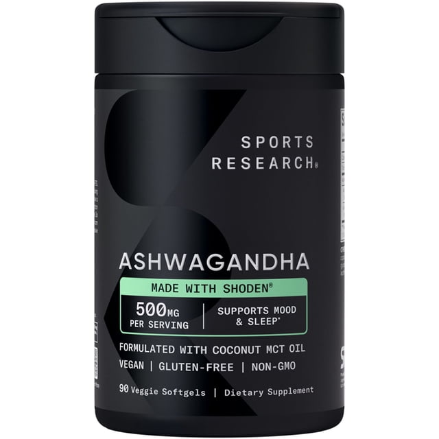 Sports Research Ashwagandha 500mg Plant Based Soft Gels, 90 ct