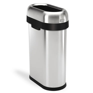 simplehuman 13.2 Gal. Slim Open Can, Brushed Heavy-Gauge Stainless Steel