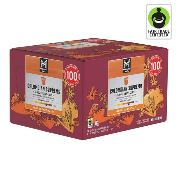 Member's Mark Colombian Supremo Medium-Dark Roast Coffee Pods, 100