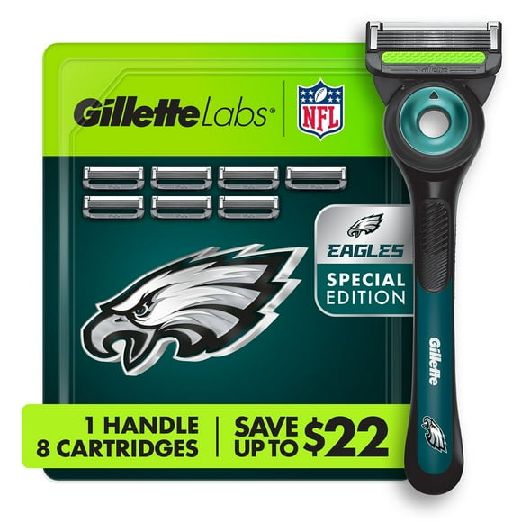 Gillette Labs NFL Philadelphia Eagles Men's Razor, Handle + 8 Cartridges
