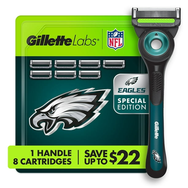 Gillette Labs NFL Philadelphia Eagles Men's Razor, Handle + 8