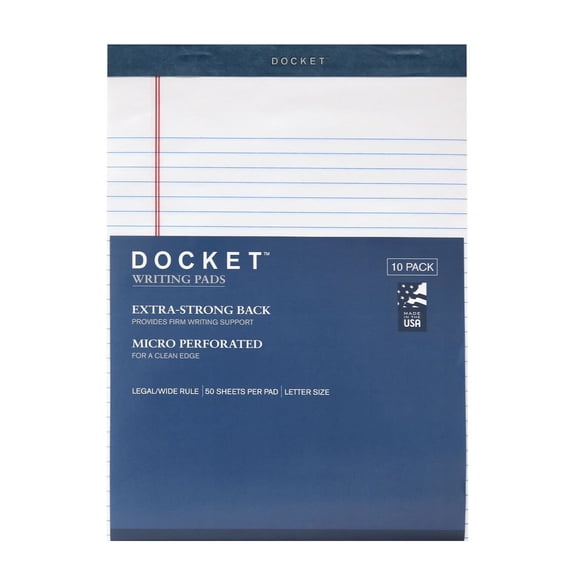 Docket Legal Writing Pads Ruled, 8.5" x 11.75", 10-pk.